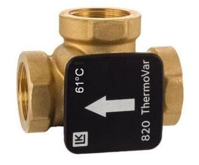 3-way thermic loading valve DN25, 61°C, kvs 9, brass, LK 820 ThermoVar